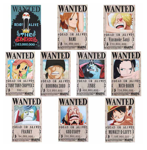 One Piece: Posters Wanted Mugiwara x10