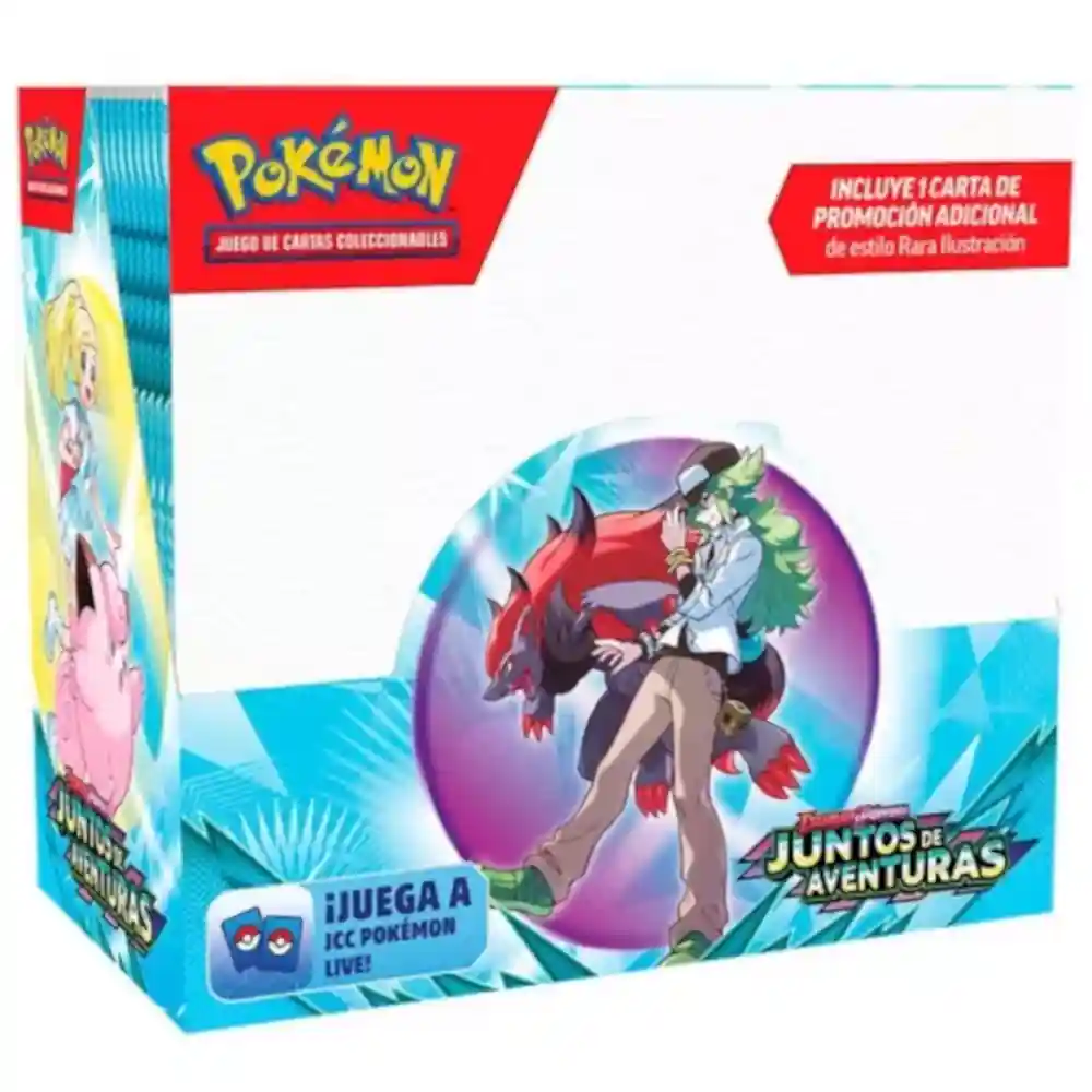 Caja de sobres Enhanced Pokémon TCG Juntos de Aventuras con ilustración de N y Zoroark en español