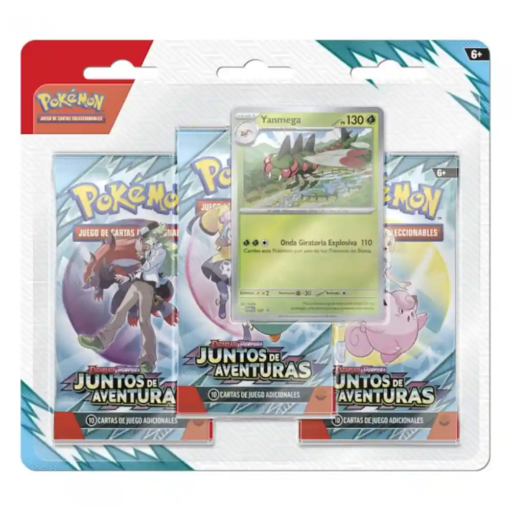 Pack de 3 sobres Juntos de Aventuras con carta promocional de Yanmega en español