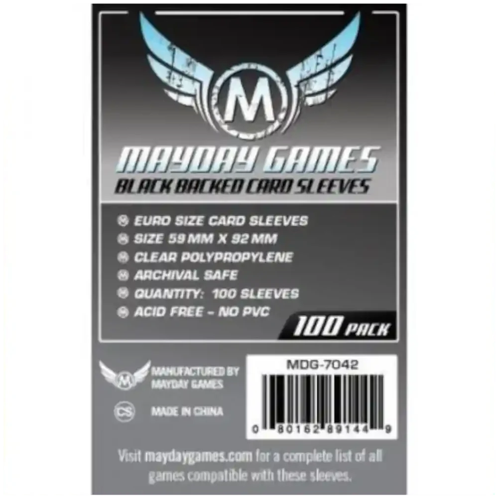 Protectores de cartas Mayday Games con trasera negra 59x92mm