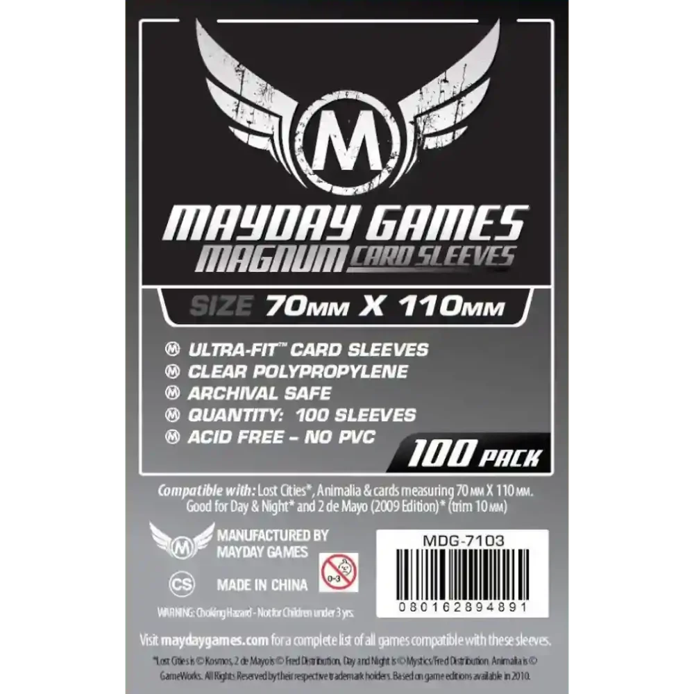 Pack de 100 fundas Mayday Games Magnum Ultra-Fit 70x110mm para Lost Cities y juegos similares