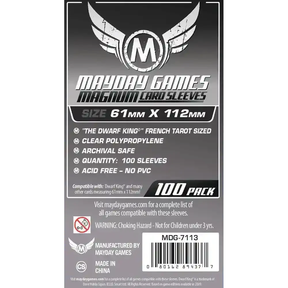 Pack de 100 fundas Mayday Games Magnum 61x112mm para tarot francés