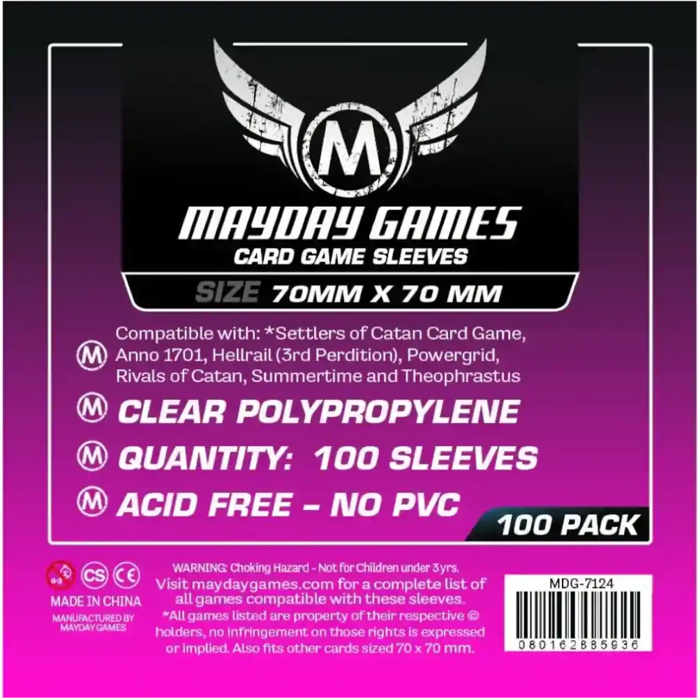 Protectores de cartas Mayday Games 70x70mm transparentes