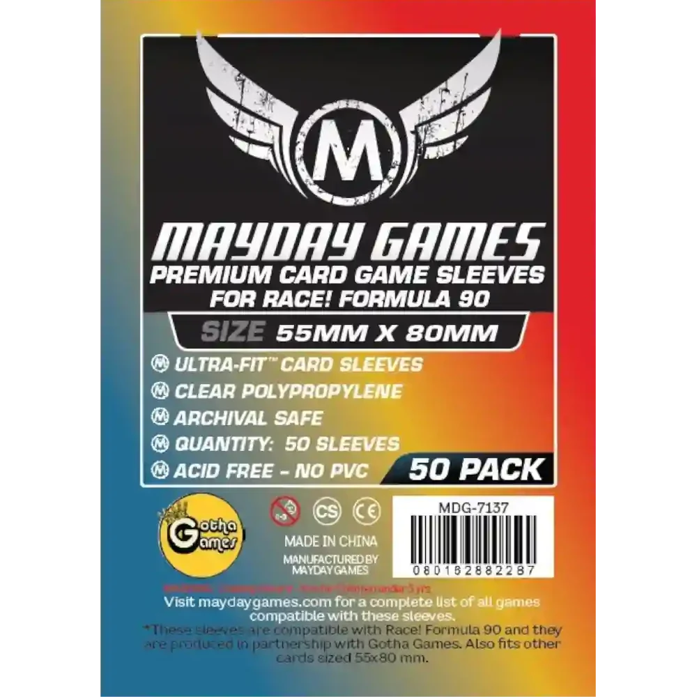 Pack de 50 fundas Mayday Games Premium 55x80mm para Race! Formula 90