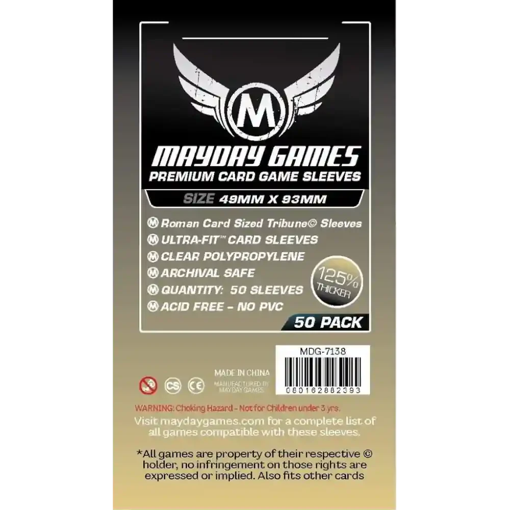 Fundas Mayday Games Premium Tribune 49x93mm – Pack de 50 unidades