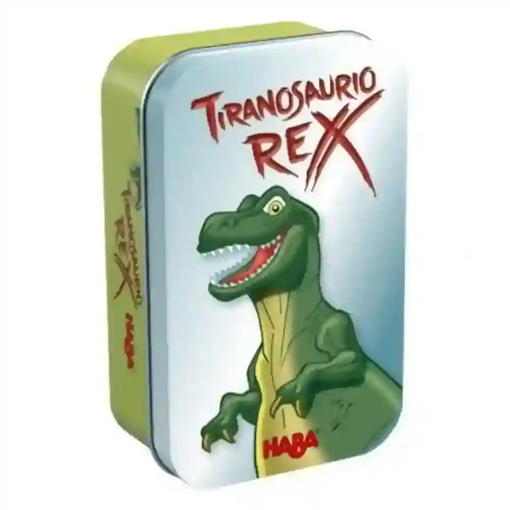 Mini lata HABA Tiranosaurio Rex con fichas de dinosaurios