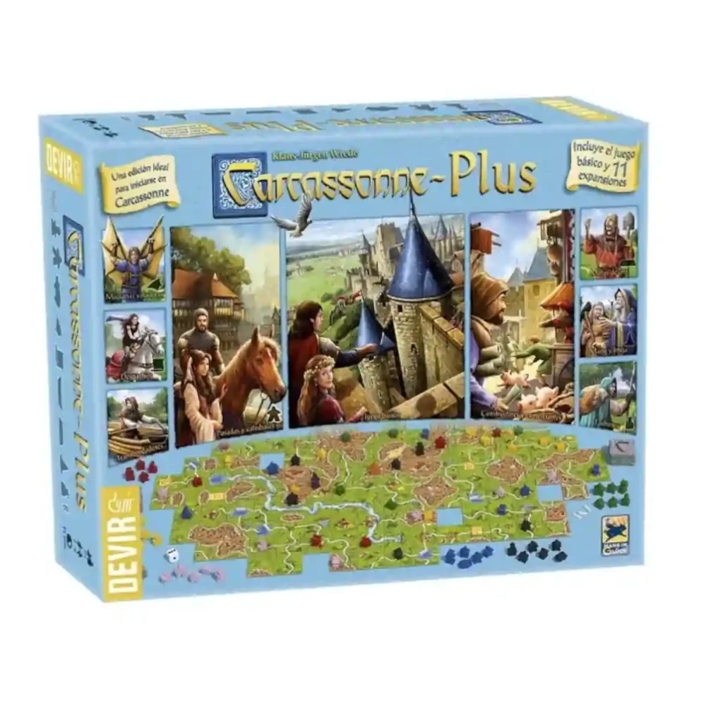 Componentes del juego Carcassonne Plus 2017 de Devir
