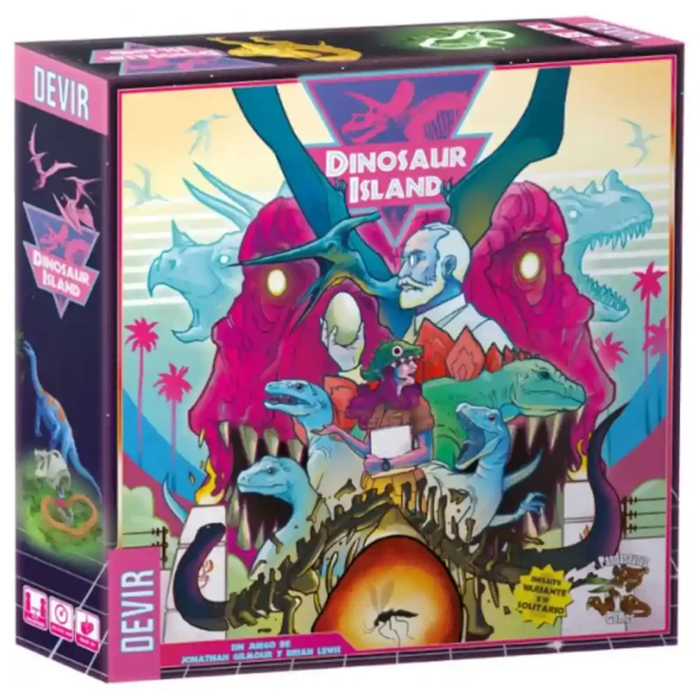 Componentes del juego Dinosaur Island de Devir
