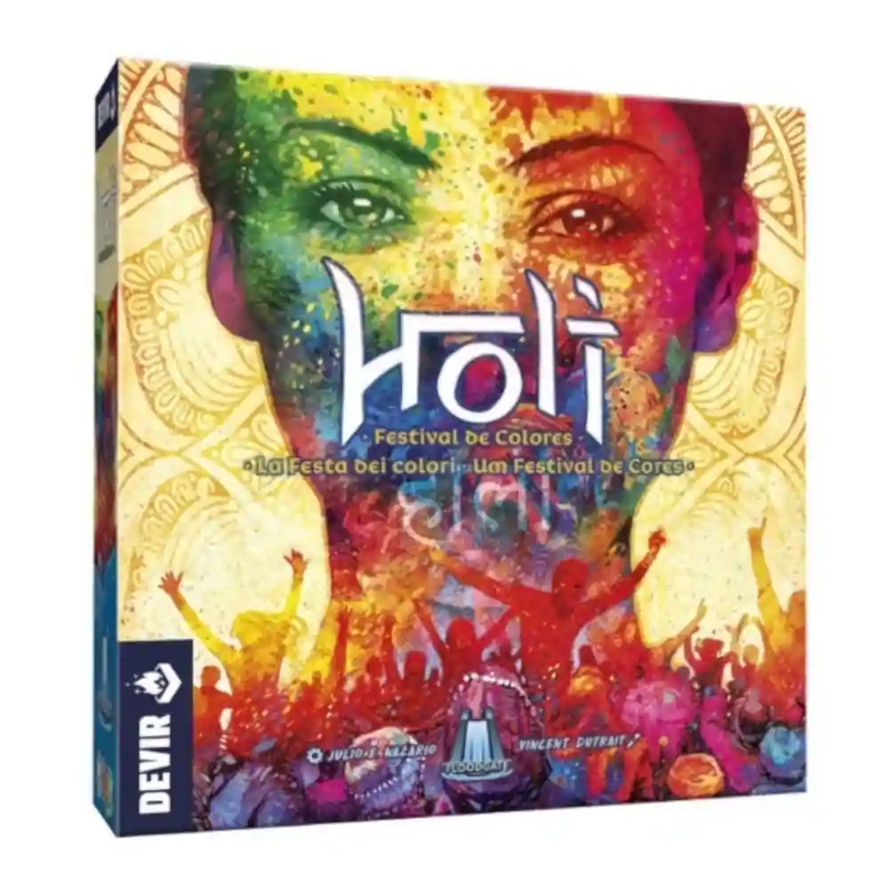 Juego Holi Festival de Colores de Devir con tablero tridimensional y fichas multicolor