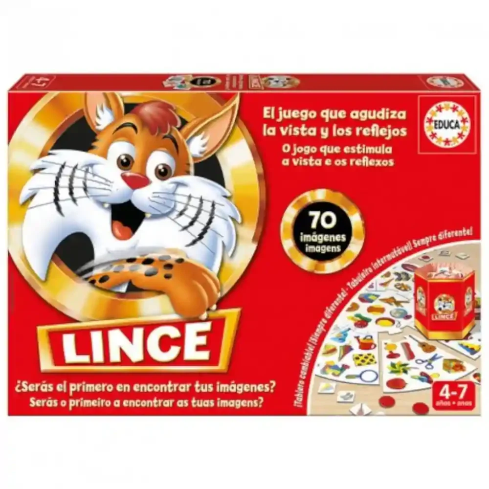 Tablero e imágenes del juego Lince de Educa