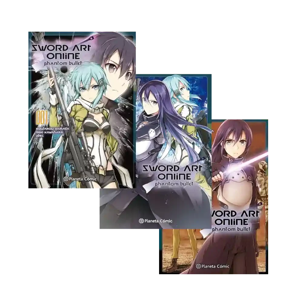 Colección completa de 3 tomos de Sword Art Online Phantom Bullet editada por Planeta Cómic