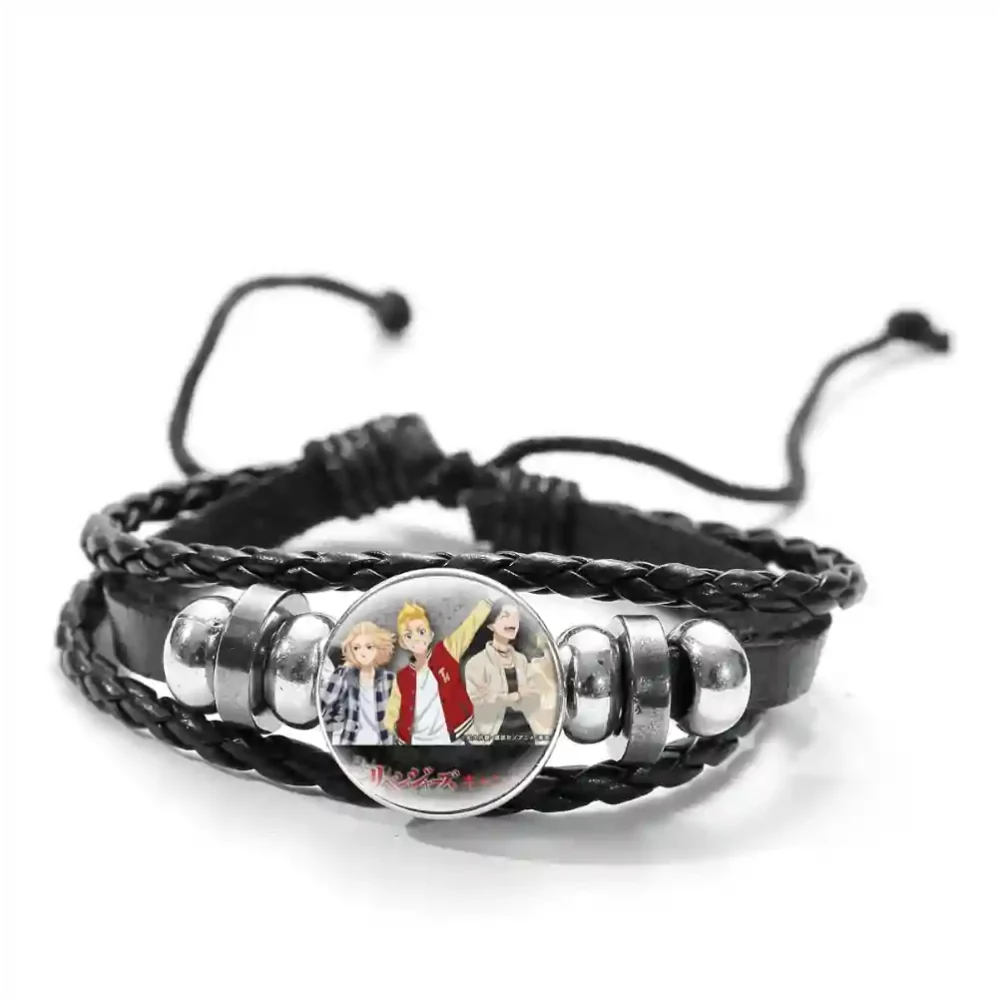 Pulsera anime trenzada con personajes Takemichi, Mikey y Baji de Tokyo Revengers